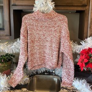 Popcorn Sweater Crop Mock Neck Blush & Bloom Womens Medium New Pink Rose